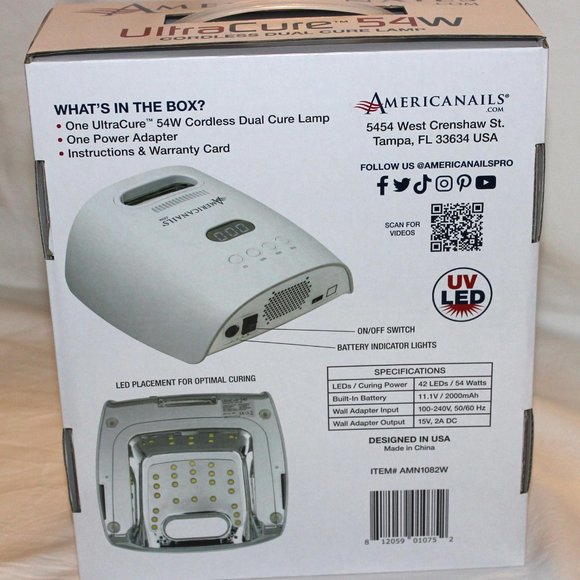 AMERICANAILS PROFESSIONAL UltraCure 54W CORDLESS DUAL CURE LAMP W/COOLING FAN - Picture 2 of 11